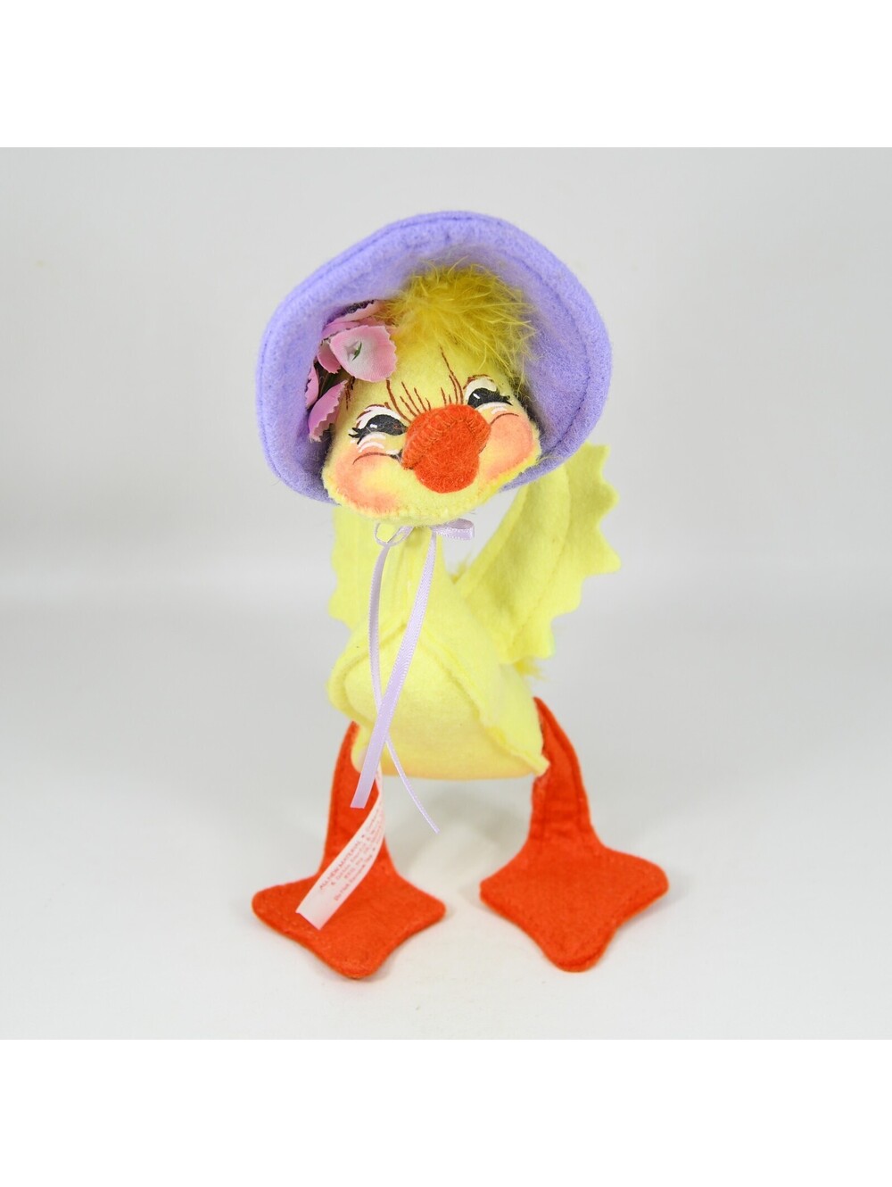Easter Spring Girl Duck Annalee Mobilitee Felt Doll Figure 8" Posable VTG Lilac